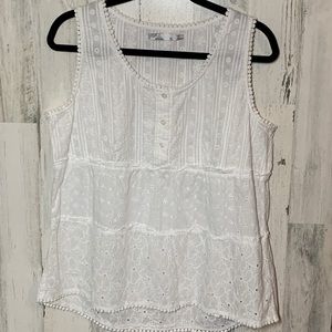 PrAna Kendall White Eyelet Lace Tank Top